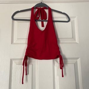 hollister red halter top with side ties